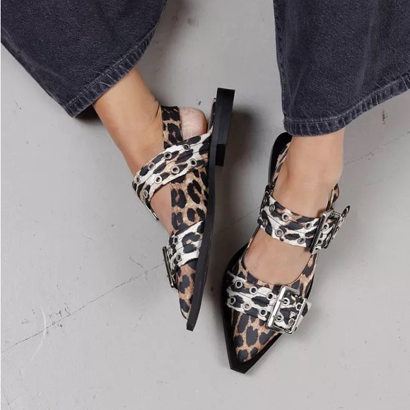 GANNI Leopard Print Buckle Sandals 40 - Picture 2 of 11